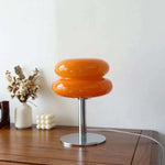 Orangenfarbene italienische Glasmushroom Tischlampe