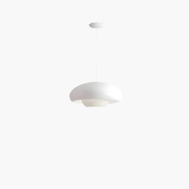 White, dome-shaped pendant light fixture.